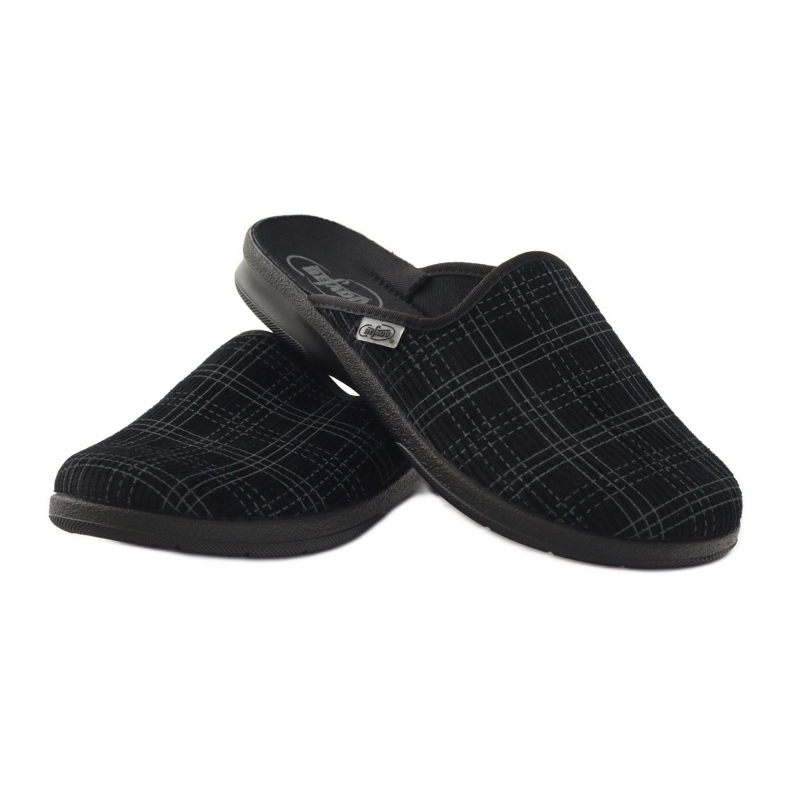 Pantofole nere Befado 548m003 a scacchi nero grigio 4