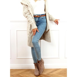 Stivali texani da donna beige 99-65 Taupe 1