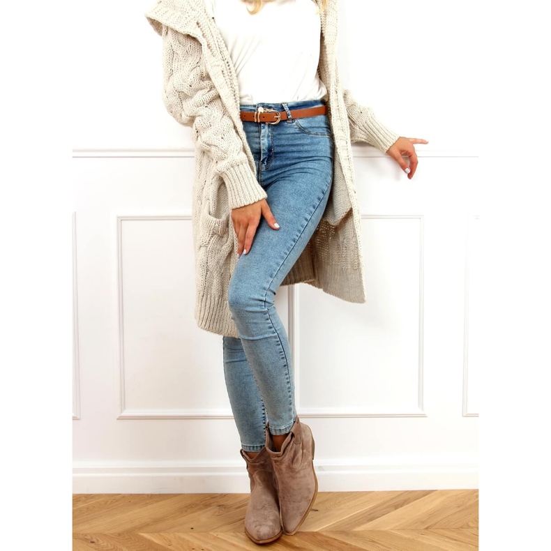 Stivali texani da donna beige 99-65 Taupe 1