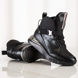 Sneakers Alte Con Fibbia VINCEZA nero 1