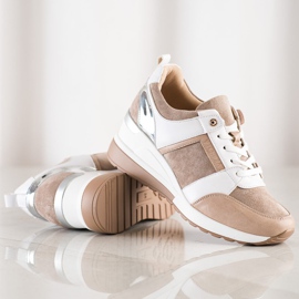 VINCEZA scarpe da ginnastica casual beige bianco marrone 1