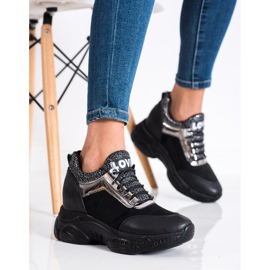 SHELOVET Sneakers con zeppa alla moda Love nero 1