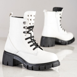SHELOVET Lavoratori alla moda con borchie bianco 1