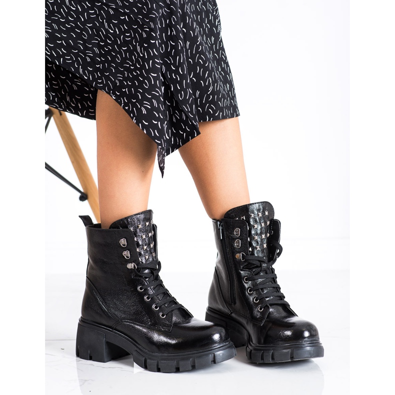 SHELOVET Lavoratori alla moda con borchie nero 1