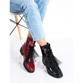 Eleganti stivali VINCEZA con lacci rosso 1