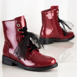 Eleganti stivali VINCEZA con lacci rosso 2