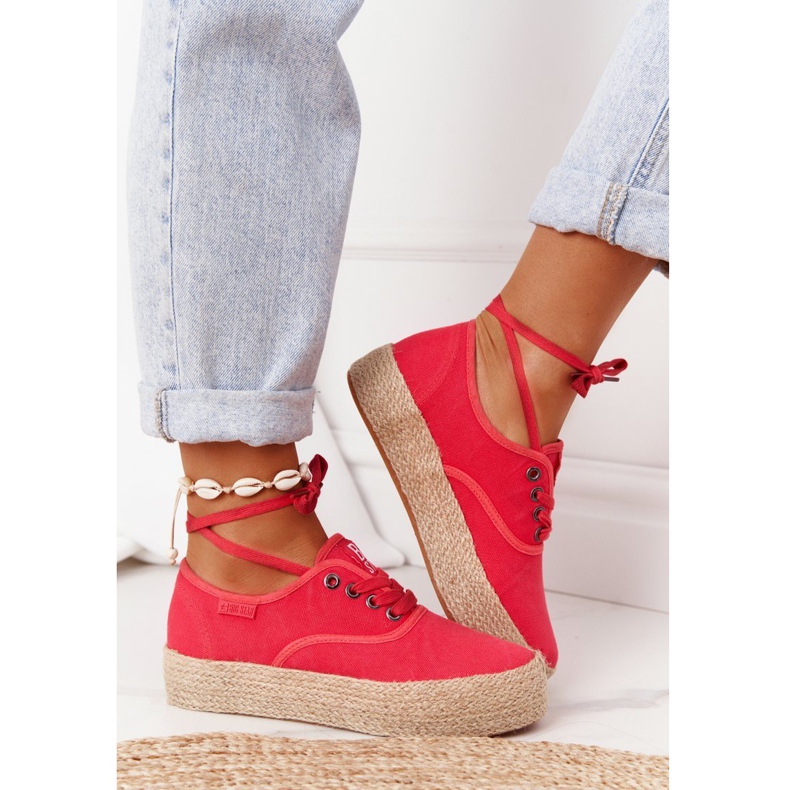 Espadrillas stringate su piattaforma intrecciata Big Star FF274141 Rosso 2