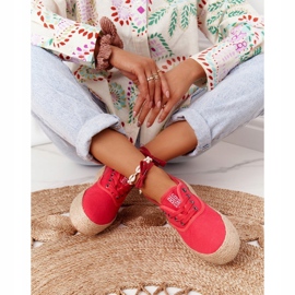 Espadrillas stringate su piattaforma intrecciata Big Star FF274141 Rosso 3