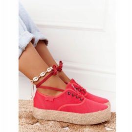 Espadrillas stringate su piattaforma intrecciata Big Star FF274141 Rosso 4