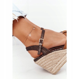 Sandali con zeppa in pelle Big Star HH274377 Marrone 5