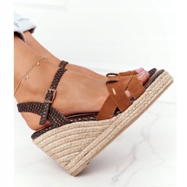 Sandali con zeppa in pelle Big Star HH274377 Marrone 4