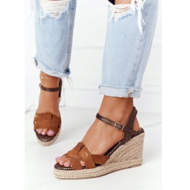 Sandali con zeppa in pelle Big Star HH274377 Marrone 2