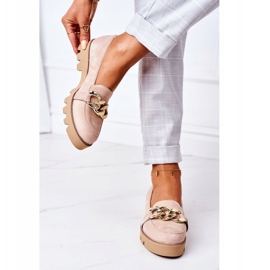 Mocassini in camoscio Lewski Shoes 3040 Cappuccino beige d'oro 1
