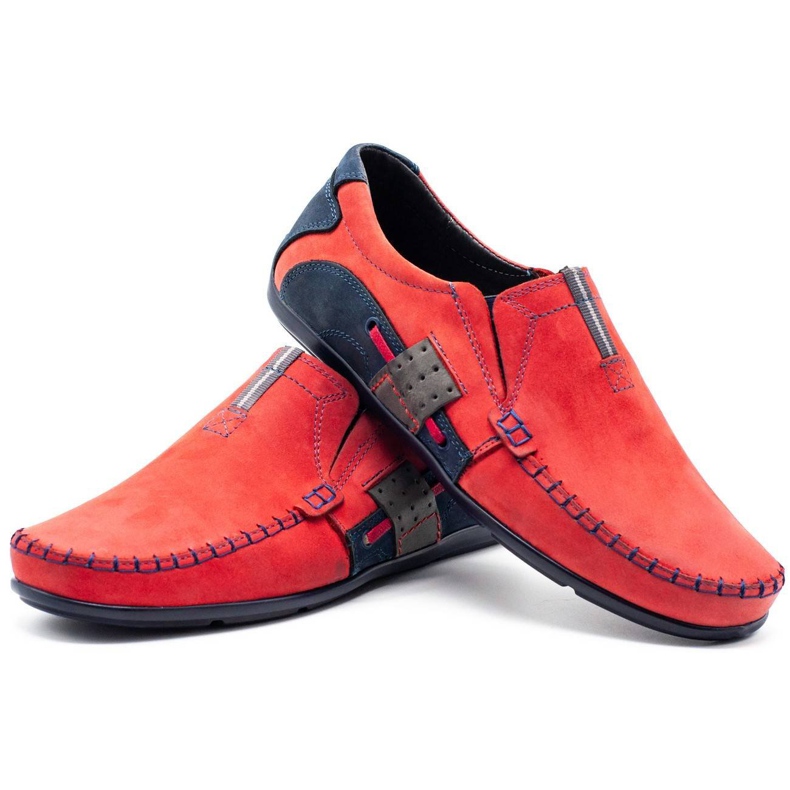 Olivier Mocassini uomo 834 rosso blu navy 4