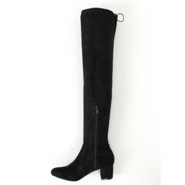 Stivali sopra il ginocchio con tacco basso nero S-107 Black 1
