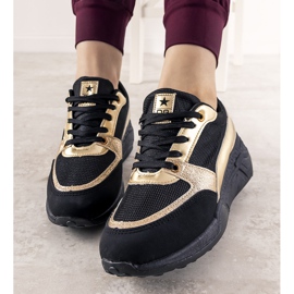 Sneakers nere con inserti oro Montessori nero d'oro 1