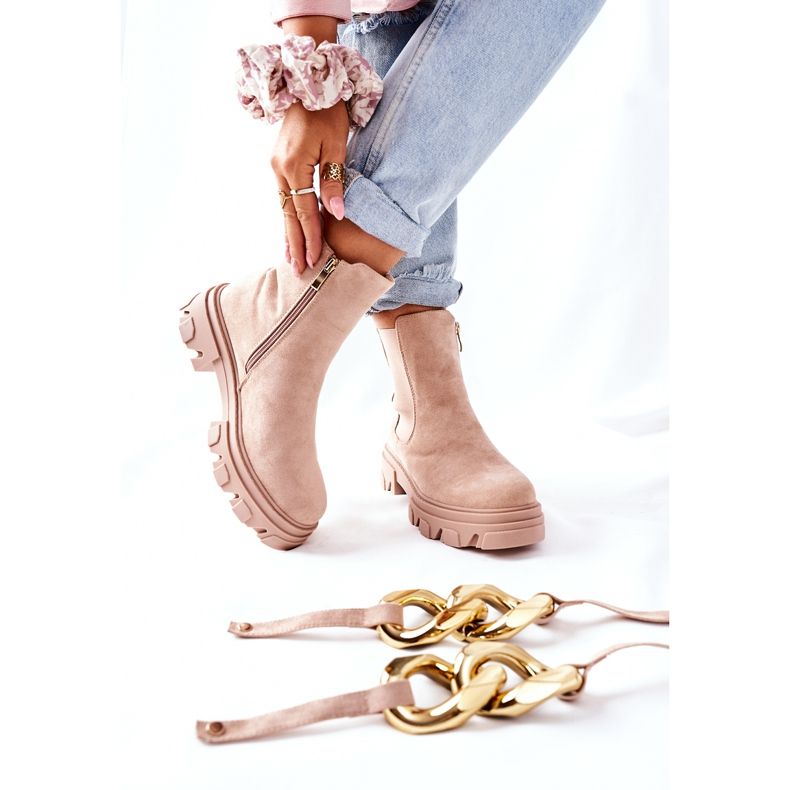 S.Barski Stivali Caldi da Donna Stivali Jodhpur Beige Visione 1