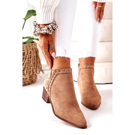 Stivali traforati con intagli, Camel Western beige 3