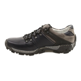 Bednarek Polish Shoes Scarpe da trekking da uomo in pelle 116 blu navy grigio 1