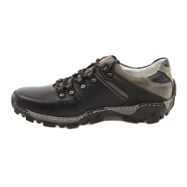 Bednarek Polish Shoes Scarpe da trekking da uomo in pelle 116 blu navy grigio 1