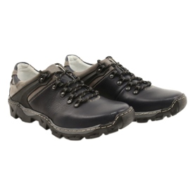 Bednarek Polish Shoes Scarpe da trekking da uomo in pelle 116 blu navy grigio 5