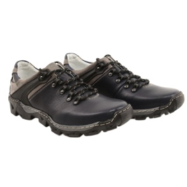 Bednarek Polish Shoes Scarpe da trekking da uomo in pelle 116 blu navy grigio 4