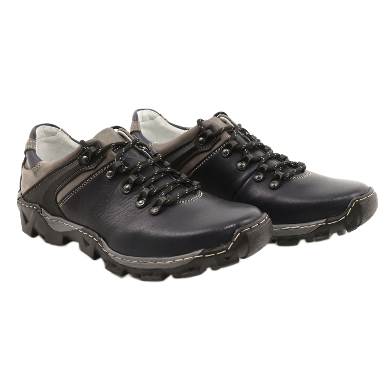 Bednarek Polish Shoes Scarpe da trekking da uomo in pelle 116 blu navy grigio 4