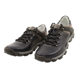 Bednarek Polish Shoes Scarpe da trekking da uomo in pelle 116 blu navy grigio 2
