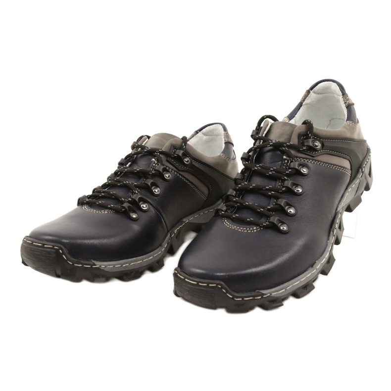 Bednarek Polish Shoes Scarpe da trekking da uomo in pelle 116 blu navy grigio 2