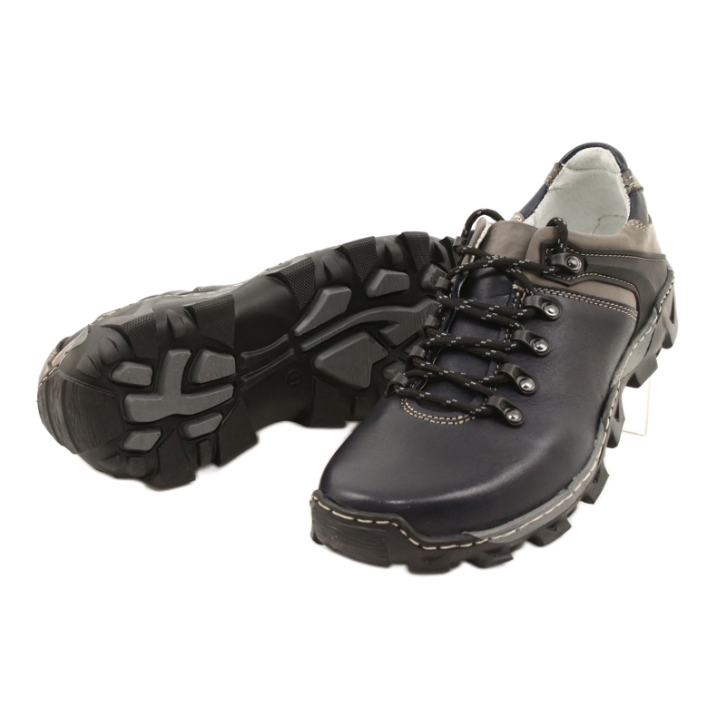 Bednarek Polish Shoes Scarpe da trekking da uomo in pelle 116 blu navy grigio 3