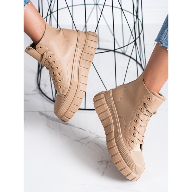 SHELOVET Sneakers Con Ecopelle Sulla Piattaforma beige 1