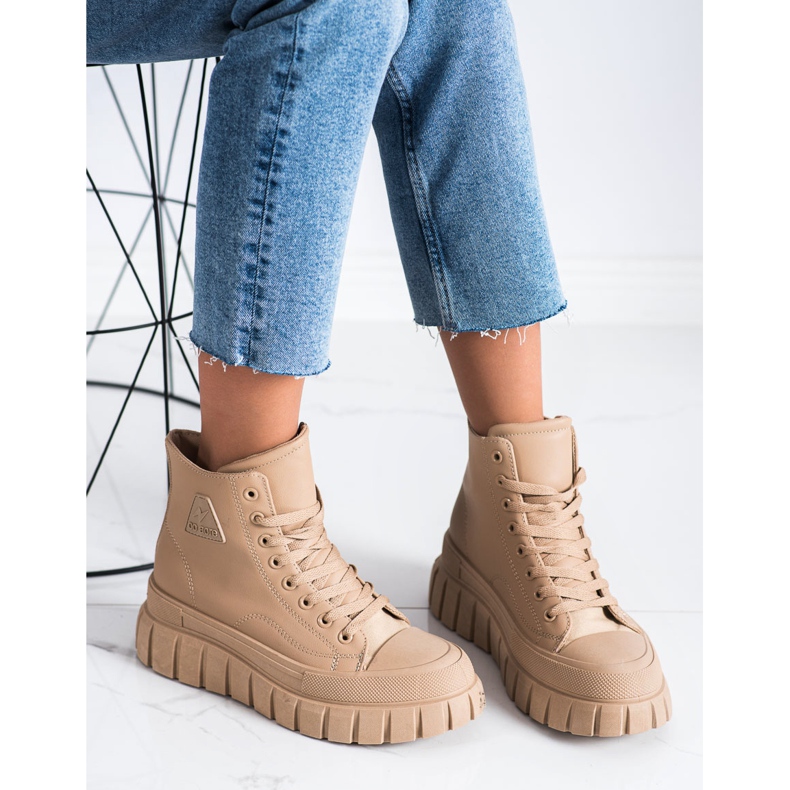 SHELOVET Sneakers Con Ecopelle Sulla Piattaforma beige 2