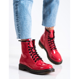 Queentina Scarpe da trekking laccate alla moda rosso 2