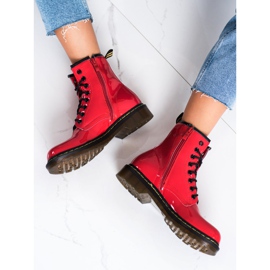Queentina Scarpe da trekking laccate alla moda rosso 1