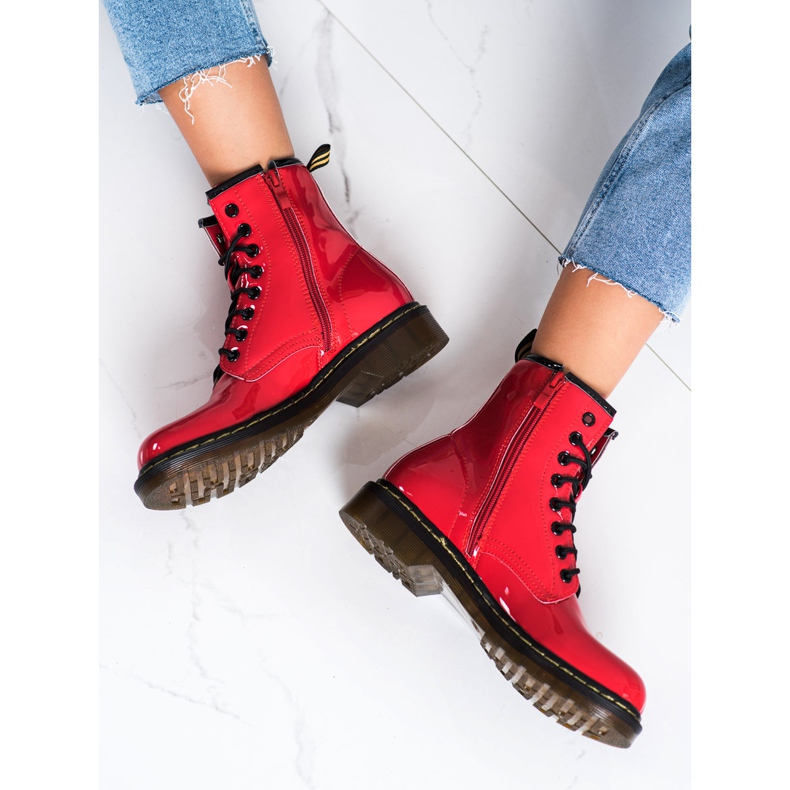 Queentina Scarpe da trekking laccate alla moda rosso 1