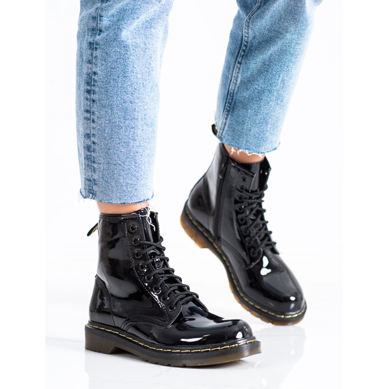 Queentina Scarpe da trekking laccate alla moda nero 2