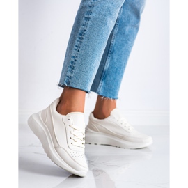 Ideal Shoes Comode scarpe da ginnastica in ecopelle beige 2