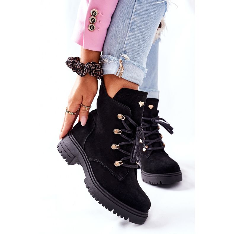 Stivali da donna in pelle scamosciata neri Nicole 2674 nero 2