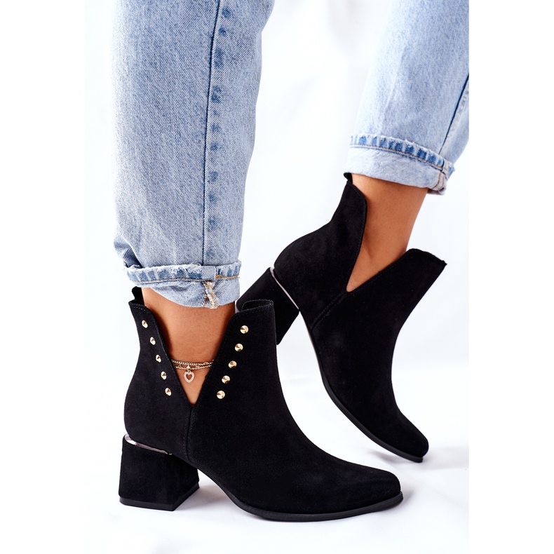 Lewski Shoes Stivali da donna in pelle scamosciata con intagli Lewski Black 3074 / B nero 2