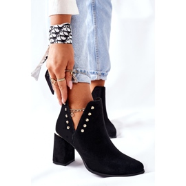 Lewski Shoes Stivaletti da donna in pelle scamosciata con ritagli Lewski Black 3075 nero 1