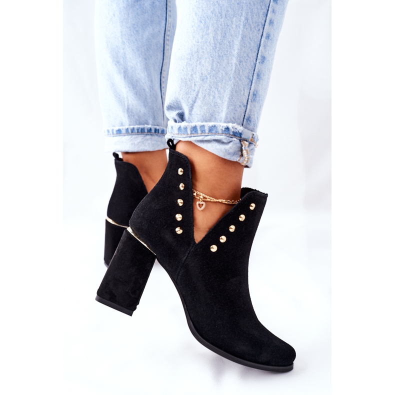 Lewski Shoes Stivaletti da donna in pelle scamosciata con ritagli Lewski Black 3075 nero 2