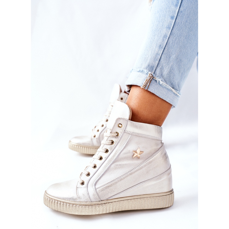 Lewski Shoes Scarpe Sportive in Pelle da Donna Lewski Golden 3079 d'oro 1