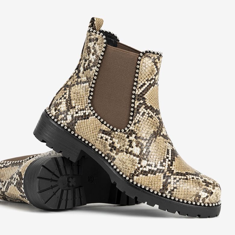 Stivaletti beige con motivo a pelle di serpente Aynna 1