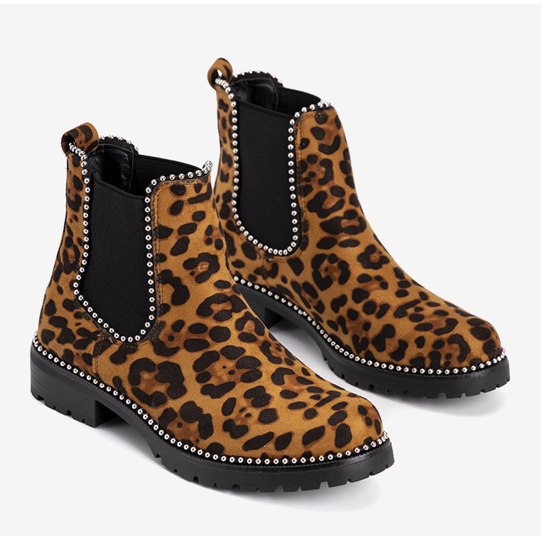 Stivali marroni con motivo leopardato Patty marrone nero 1