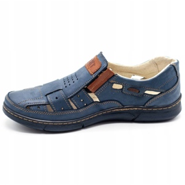 Olivier Scarpe uomo traforate 601 per l'estate blu navy 1