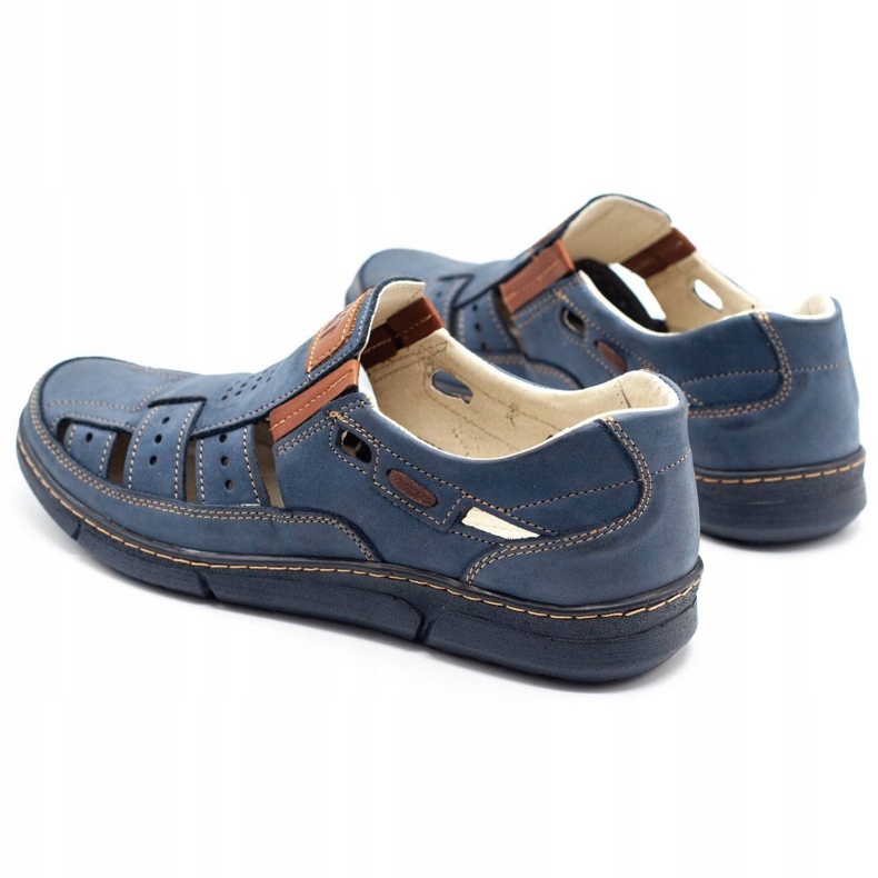 Olivier Scarpe uomo traforate 601 per l'estate blu navy 5