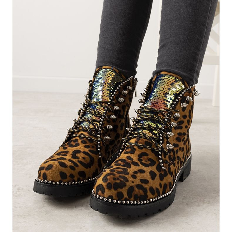 Stivali marroni nella fantasia leopardata Edesa marrone nero 1