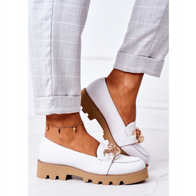 Mocassini in pelle Lewski Shoes 3040 Bianco bianca 5