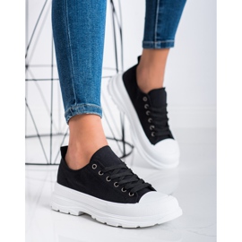 SHELOVET Sneakers alla moda in tessuto nero 2