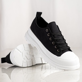 SHELOVET Sneakers alla moda in tessuto nero 1